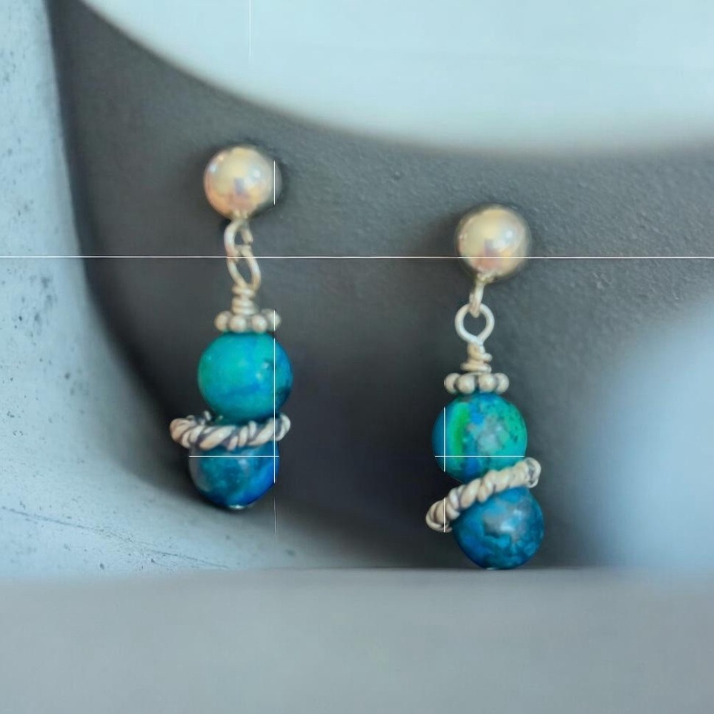 Chic Silver and Blue Dangle Earrings
